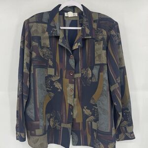VTG Truffles by YB Shirt Women's 20W Polyester Long Sleeve Camp Collar USA